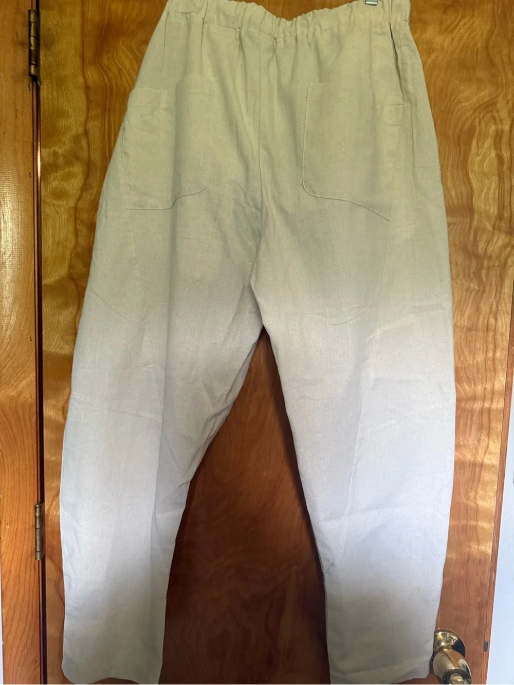 CoofAndy Men's medium Oatmeal Cream Drawstring beach pants Elastic Waist